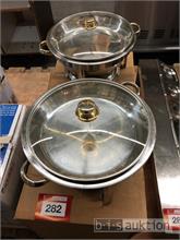 2 Chafing Dishes, runde Ausführung, Ø ca. 400 mm